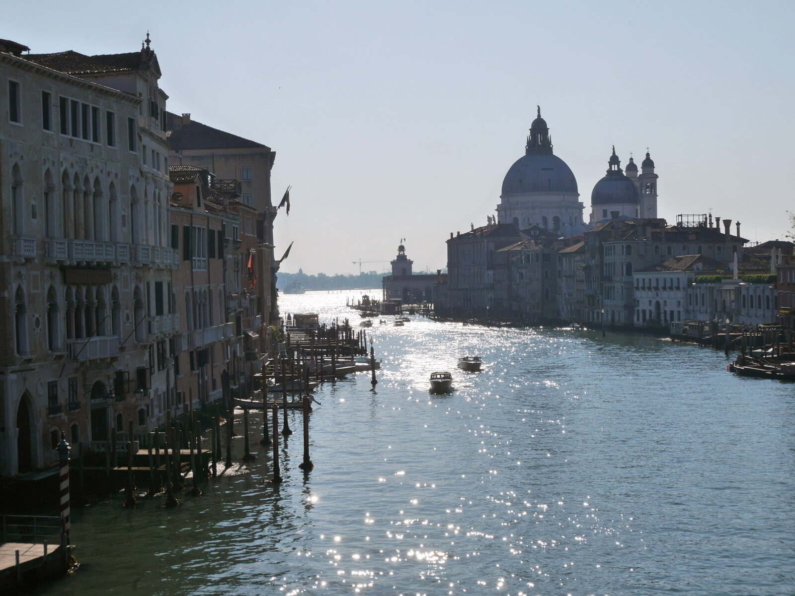 Accademia Bridge : Looking east from the bridge on an early morning, with the iconic silhouette of Santa Maria della Salute in view