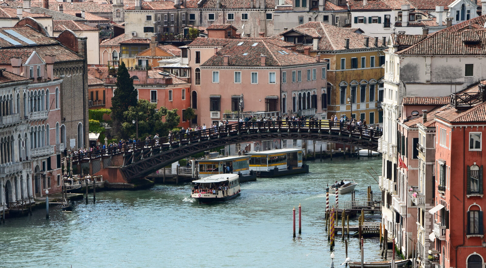 Accademia Bridge : The bridge seen from the outer balcony of the dome of Santa Maria della Salute