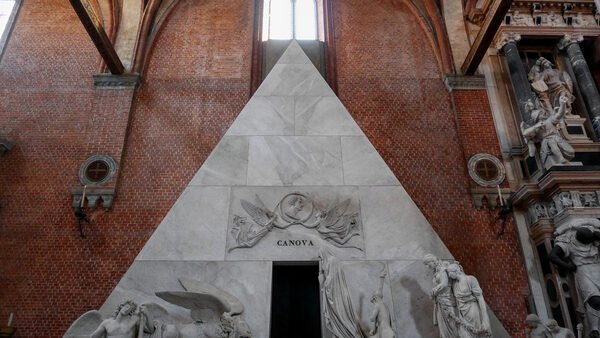 Basilica dei Frari : Canova's mausoleum is perhaps the most distinctive monument among the many within this vast church