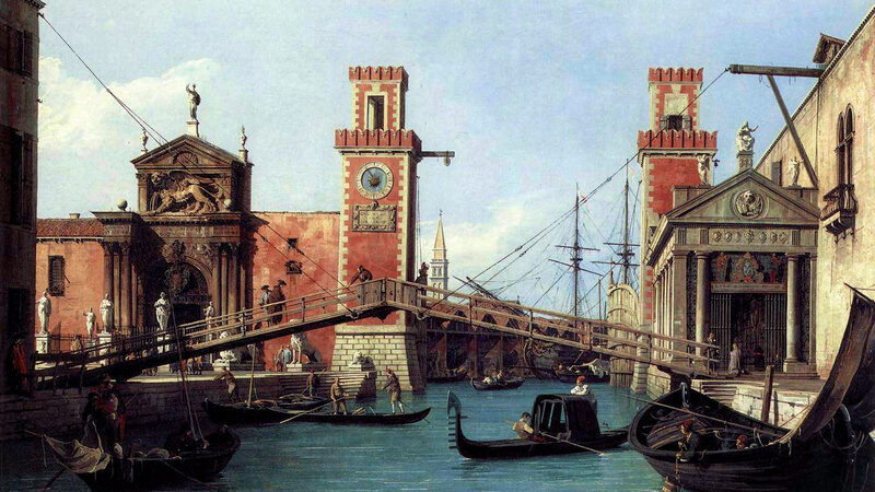 Remarkable Bridges : Painting from 1732 by Canaletto depicting the former draw bridge Ponte del Arsenale