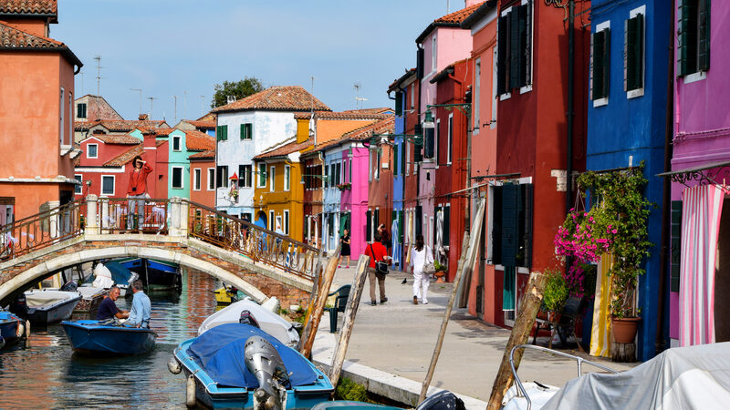 Burano : The iconic, brightly colored houses are unlike any others in the Venetian lagoon