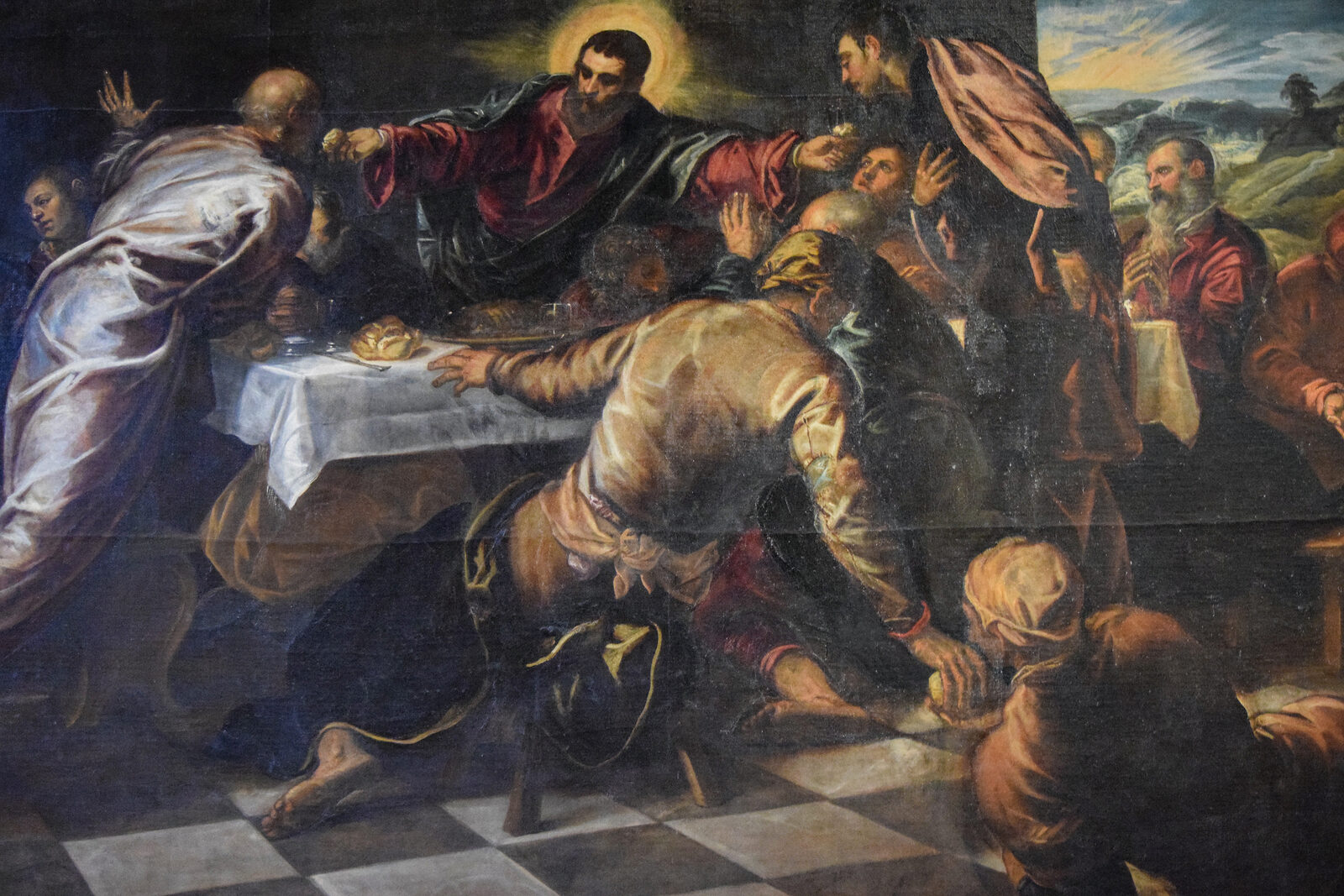 Chiesa di San Paolo : The 'Last Supper' by Jacopo Tintoretto can be seen on left wall next to the entrance