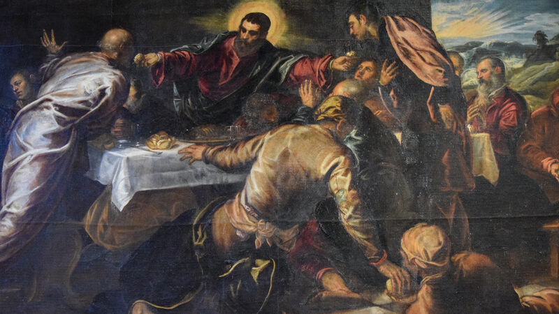 Chiesa di San Paolo : The 'Last Supper' by Jacopo Tintoretto can be seen on left wall next to the entrance