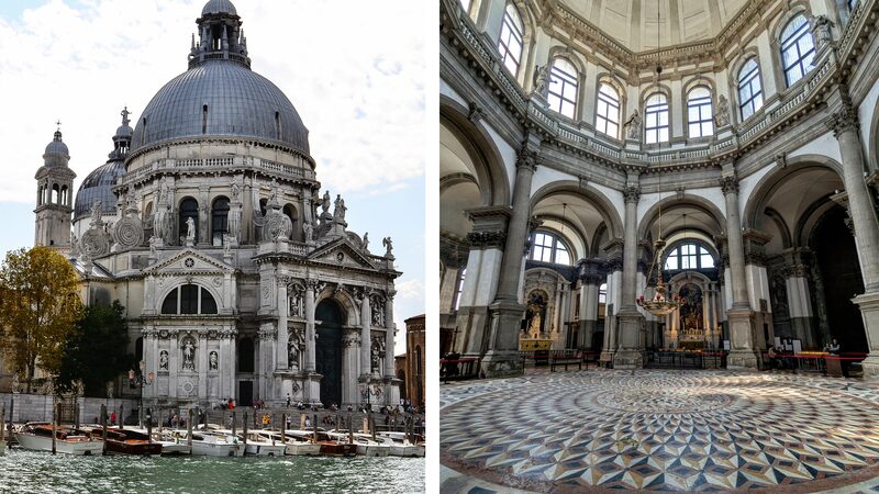  : Colagem com o exterior e o interior de Santa Maria della Salute