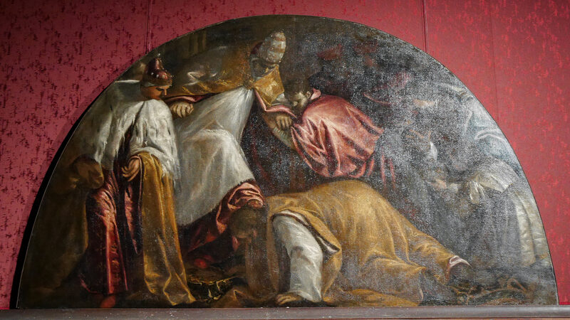 Doge's Palace : A striking painting in Sala della Quarantia Criminale, depicting the Submission of the emperor Frederick Barbarossa to Pope Alexander III