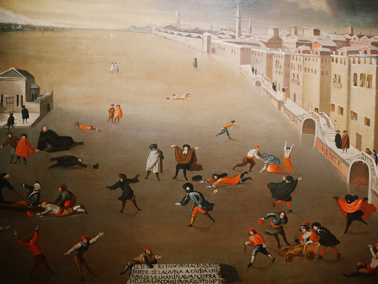Fondazione Querini Stampalia : Ice skating on the frozen lagoon in 1708