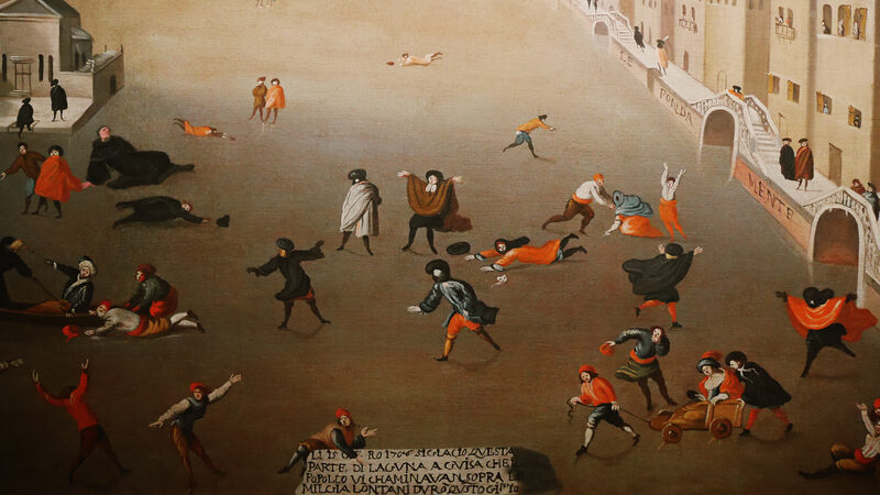 Fondazione Querini Stampalia : Ice skating on the frozen lagoon in 1708