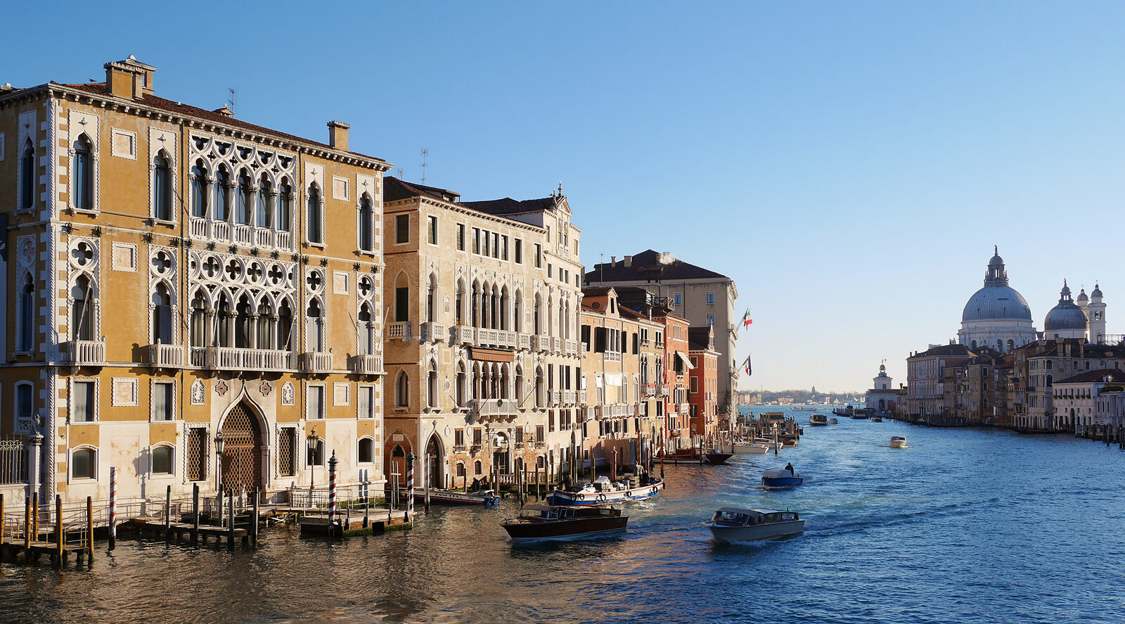 Accademia Galleries : The view of the Grand Canal from Ponte dell'Accademia that begins just in front of the Gallery