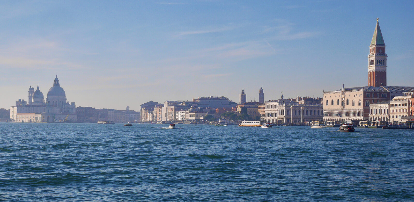 Biennale Gardens : Among the unmistakable sights are La Salute, San Marco Campanile and Doge's Palace.