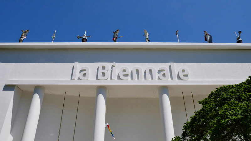 Biennale Gardens : The entrance to the central pavilion during the 2022 Biennale.