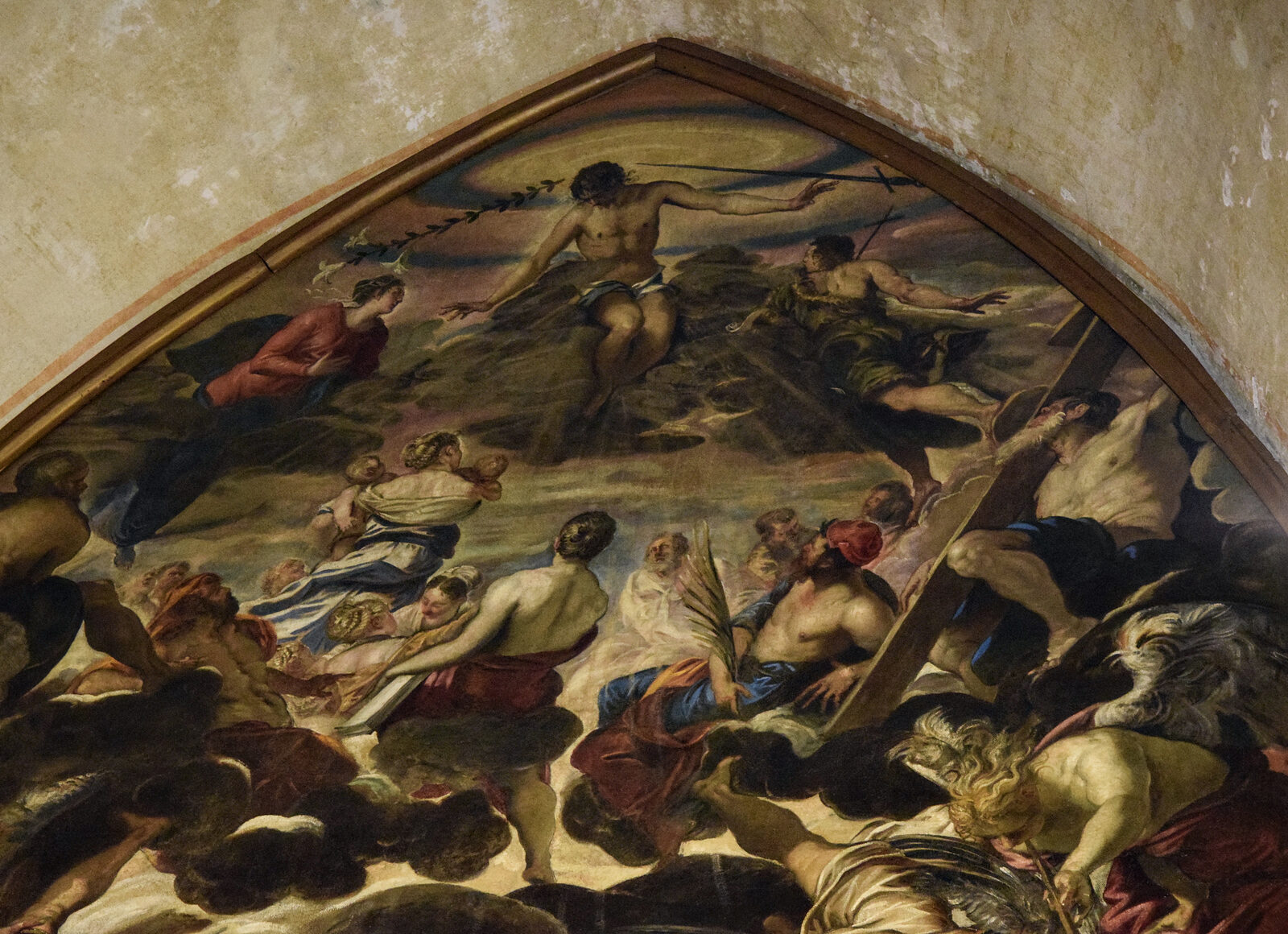Madonna dell'Orto : Detail of the upper section of the 'The Last Judgment' as viewed from within the choir