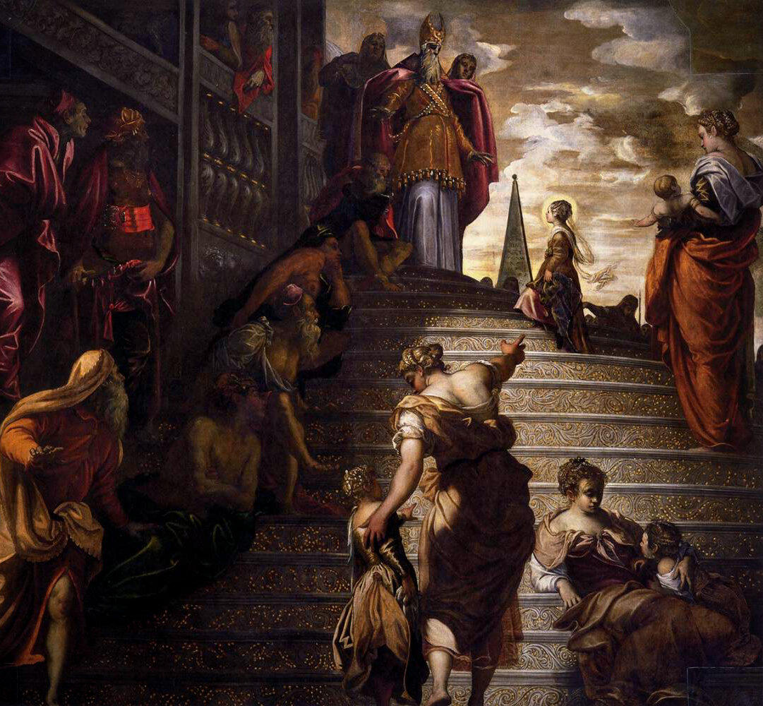 Madonna dell'Orto : The 'Presentation of the Virgin in the Temple' was initially created as two vertical halves, a fact easily noticeable at the bottom, particularly in the child's dress