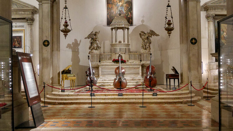 Museo della Musica : The view that welcomes visitors upon entering the converted church of San Maurizio