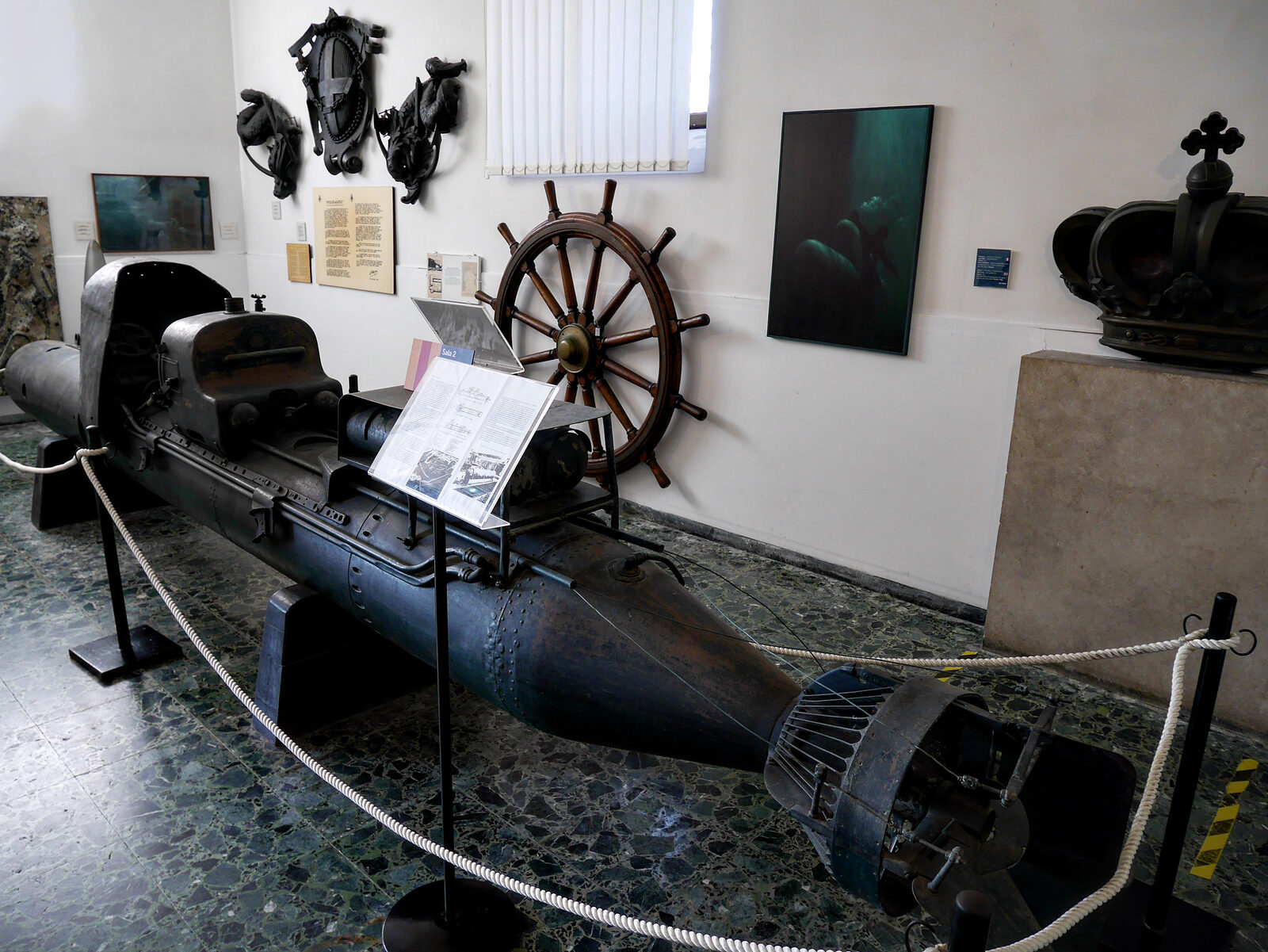 Naval History Museum : To the left of the entrance, there is a manned, slow-running torpedo from WW2, nicknamed 'Maiale' (Pig)