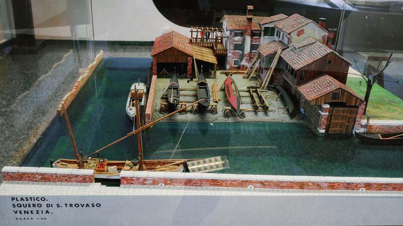 Naval History Museum : A diorama of one of the few remaining authentic gondola shipyards in Venice: Squero di San Trovaso