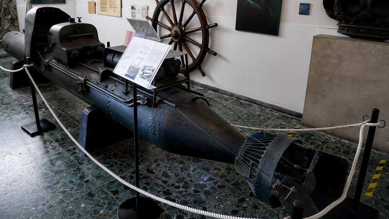 Naval History Museum : To the left of the entrance, there is a manned, slow-running torpedo from WW2, nicknamed 'Maiale' (Pig)