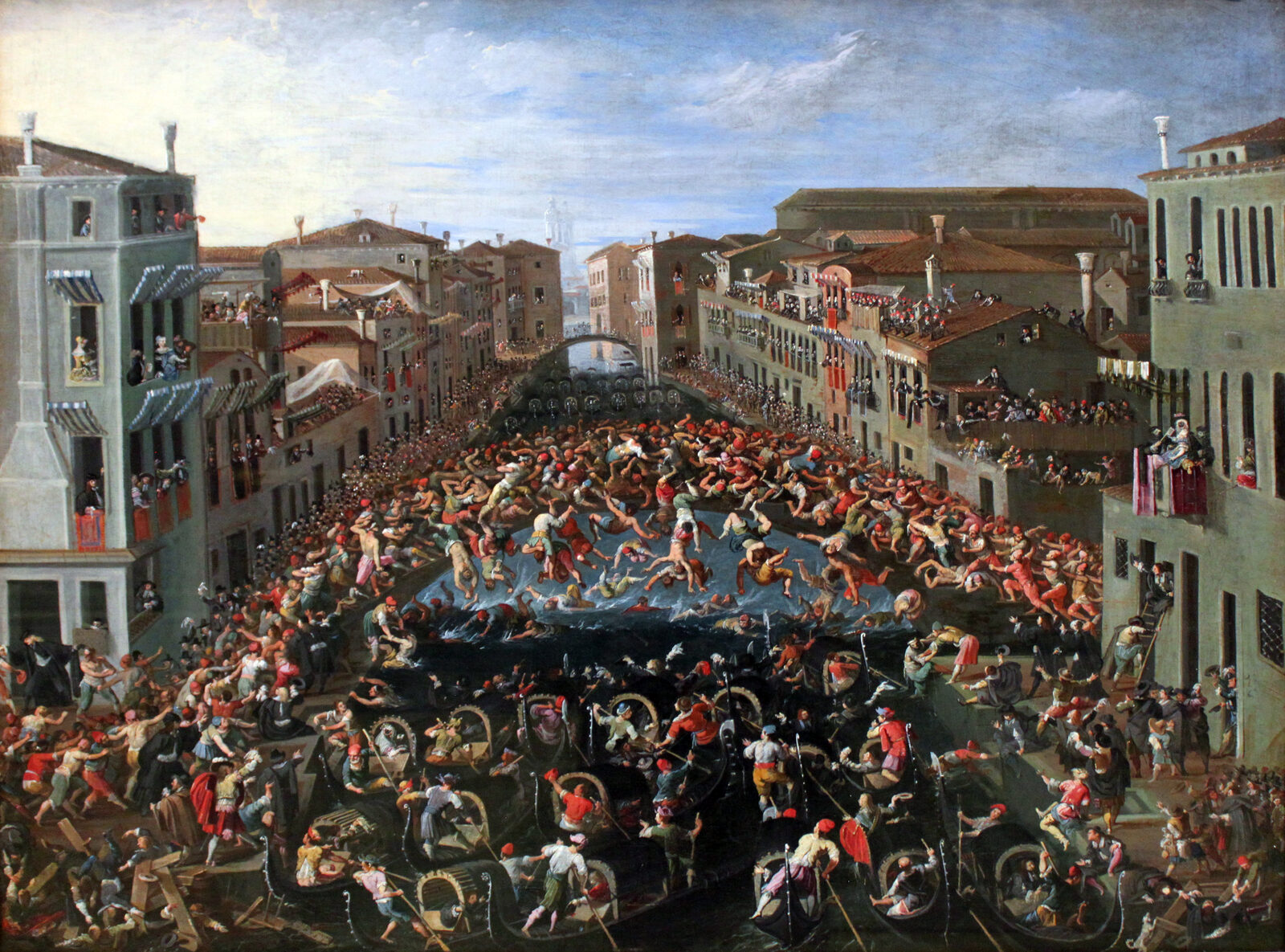 Ponte dei Pugni : Detailed old painting depicting the fights, with another one exhibited at Fondazione Querini Stampalia
