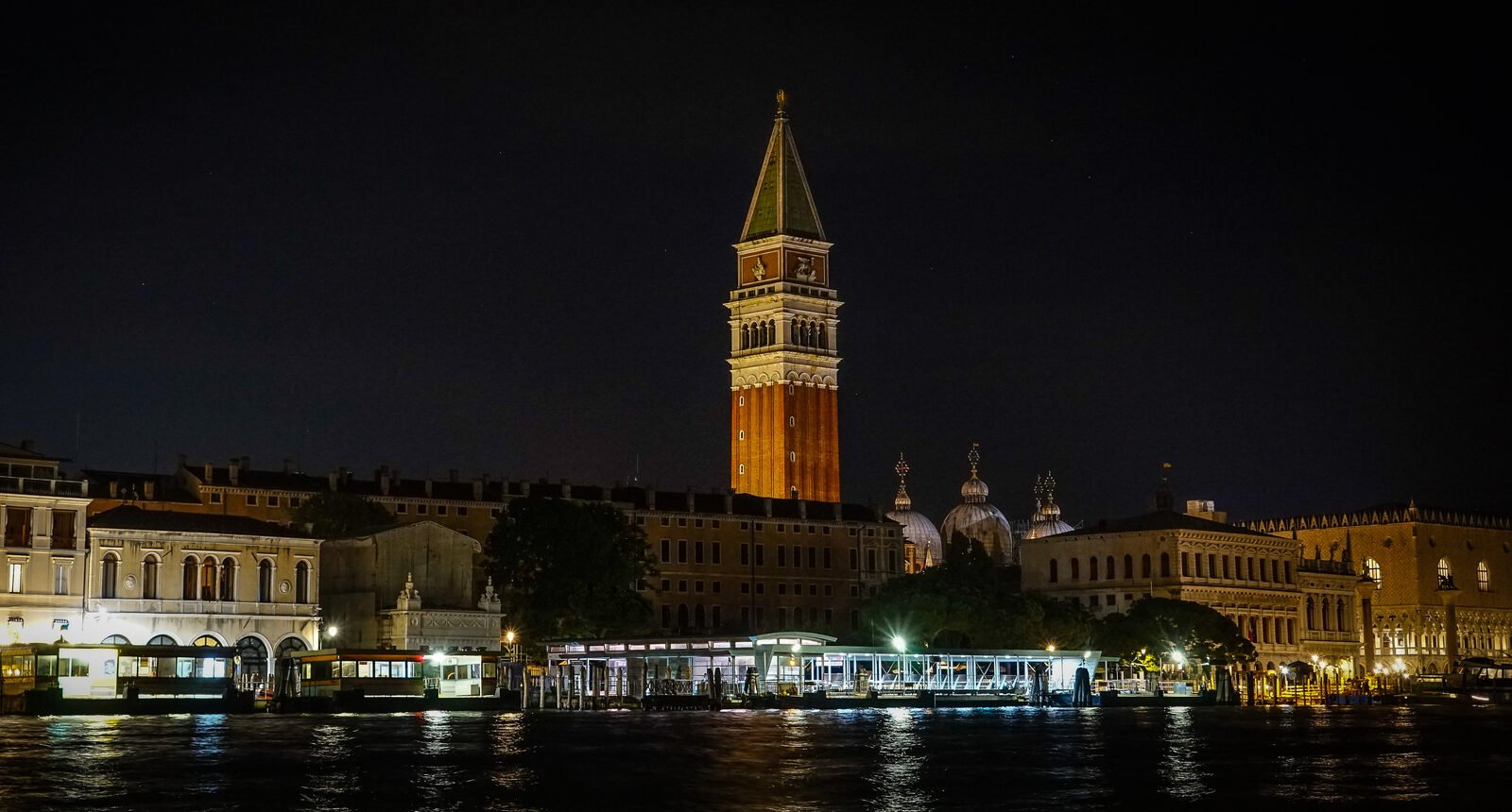 Punta della Dogana : And at night with the mesmerising sight of the Campanile di San Marco