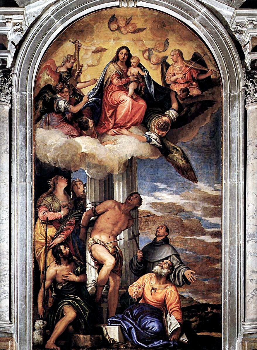 San Sebastiano : The painting behind the high altar was Veronese's final work in the church; it depicts Madonna in Glory with St. Sebastian and other saints