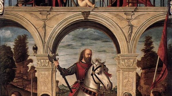 San Vidal : San Vidal, mounted on his horse, is depicted in the main altarpiece by Vittore Carpaccio