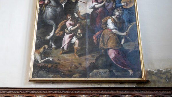 San Zaccaria : Carrying on Tintoretto's vibrant legacy, Palma il Giovane depicts the story of David defeating Goliath and being celebrated by the girls of Jerusalem