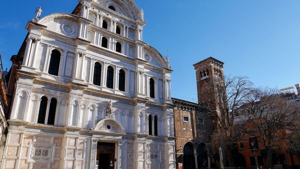 San Zaccaria : The older convent can be seen to the right of the radiant 15th-century facade