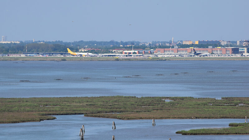 Torcello Campanile : In the other direction, you might find yourself plane spotting — Torcello is relatively close to Marco Polo Airport