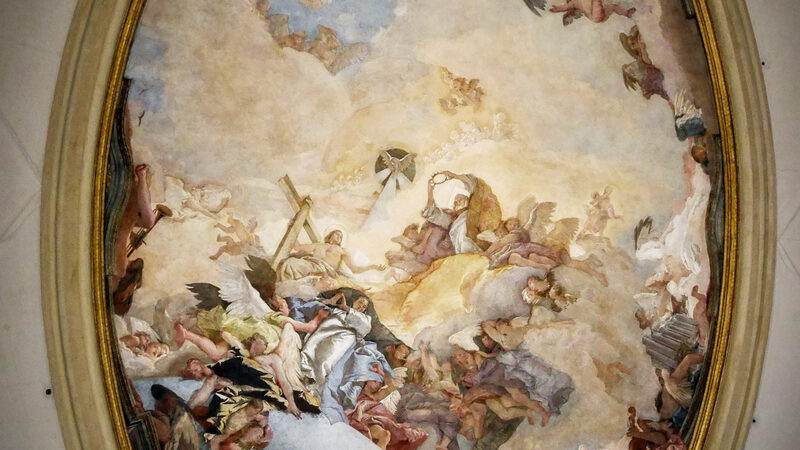 Vivaldi Church : Tiepolo's ceiling fresco portrays Strength, Peace and the triumph of Faith