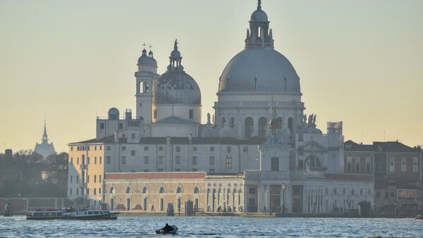 Santa Maria della Salute : In the soft glow of the sunset, from a stroll on the Riva degli Schiavoni