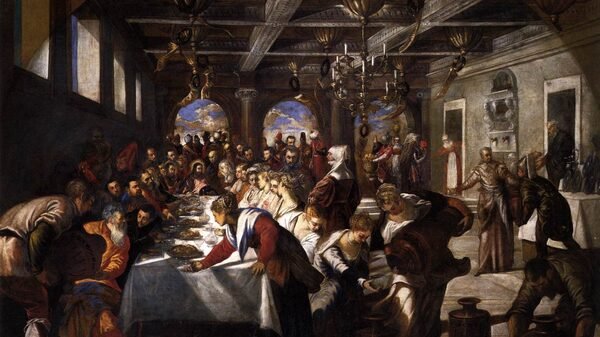 Santa Maria della Salute : Tintoretto’s masterpiece 'Wedding Feast at Cana' (1561) is displayed in the sacristy