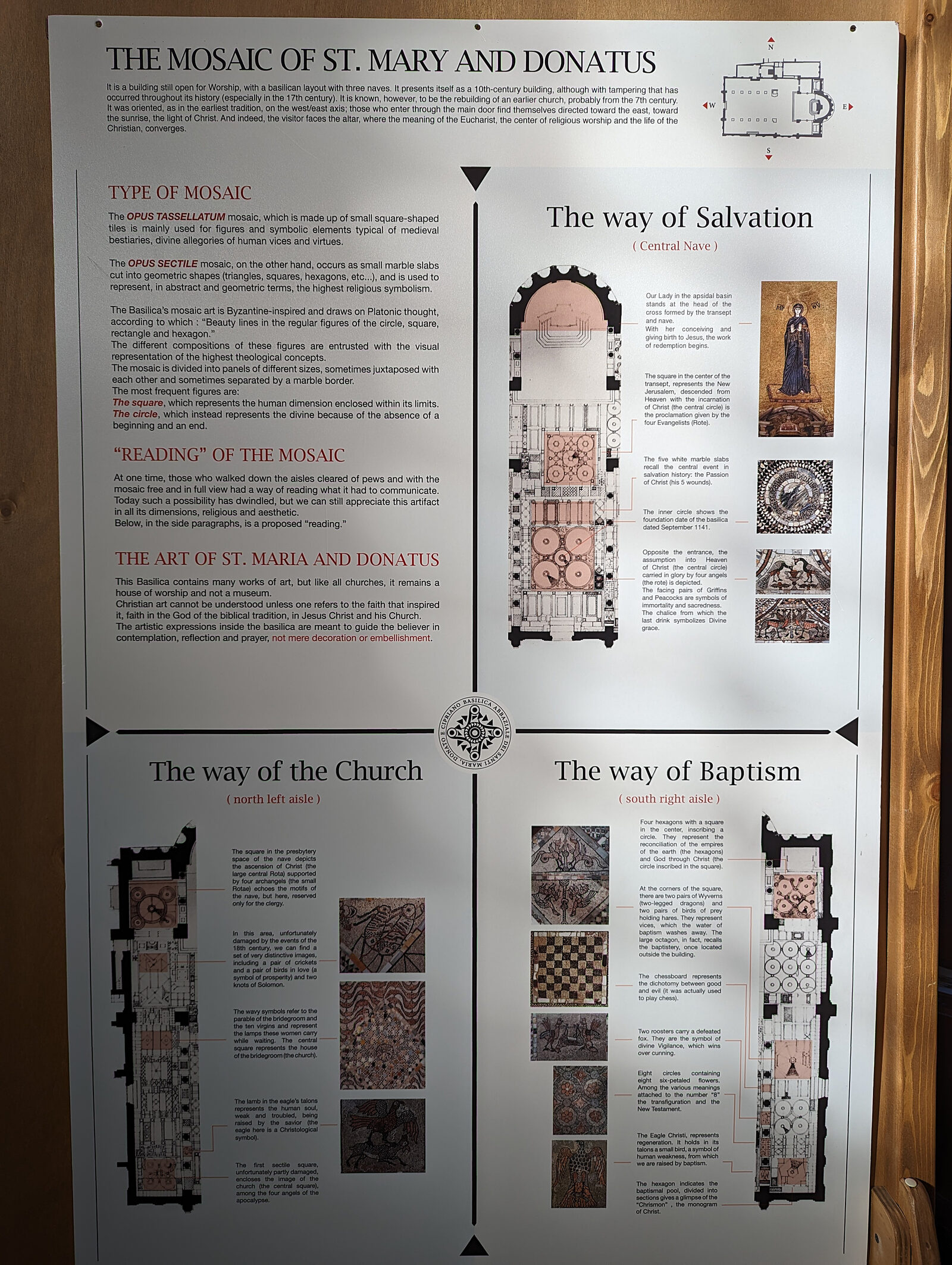 Santi Maria e Donato : A detailed, descriptive panel provides comprehensive information about the mosaics