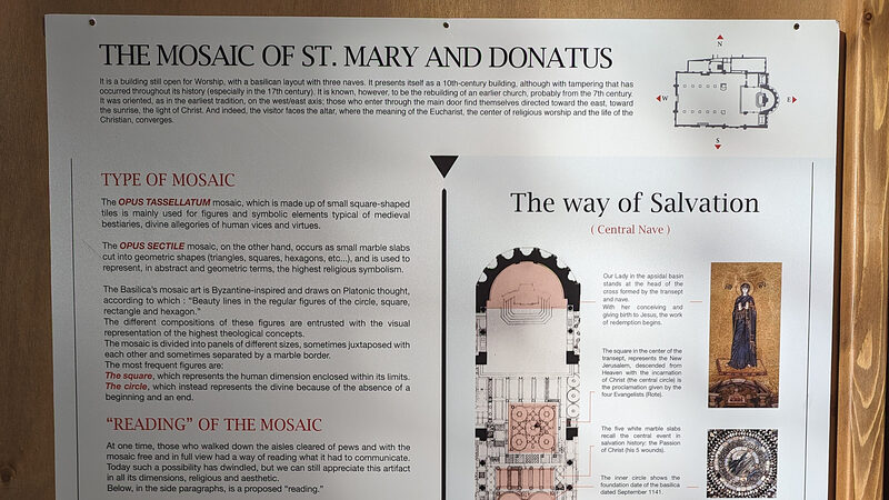 Santi Maria e Donato : A detailed, descriptive panel provides comprehensive information about the mosaics