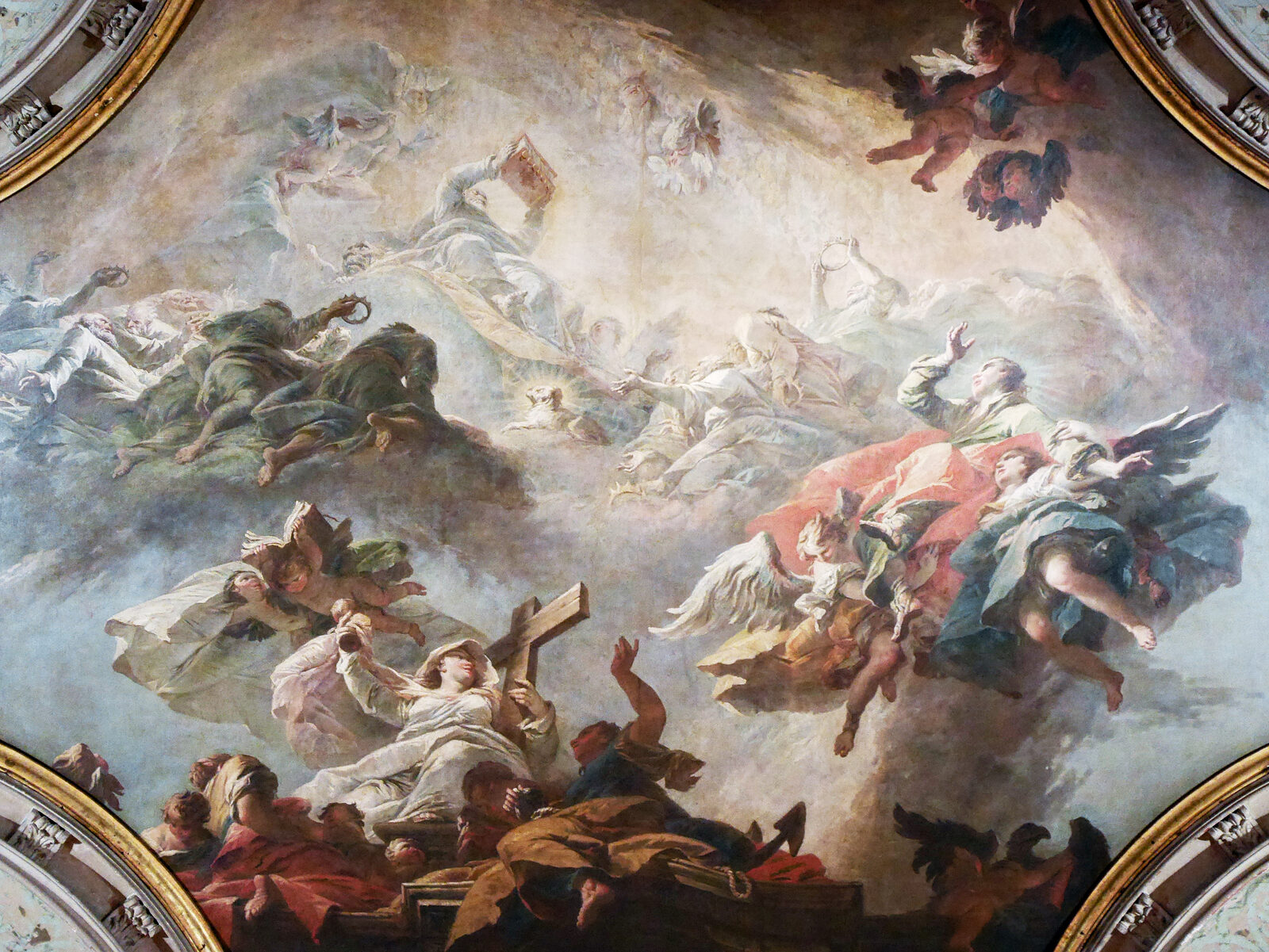 Scuola Grande San Giovanni : The entire ceiling is, in fact, a cycle of scenes taken from the Book of Revelation. This is one of two large ceiling medallions flanking the central painting.