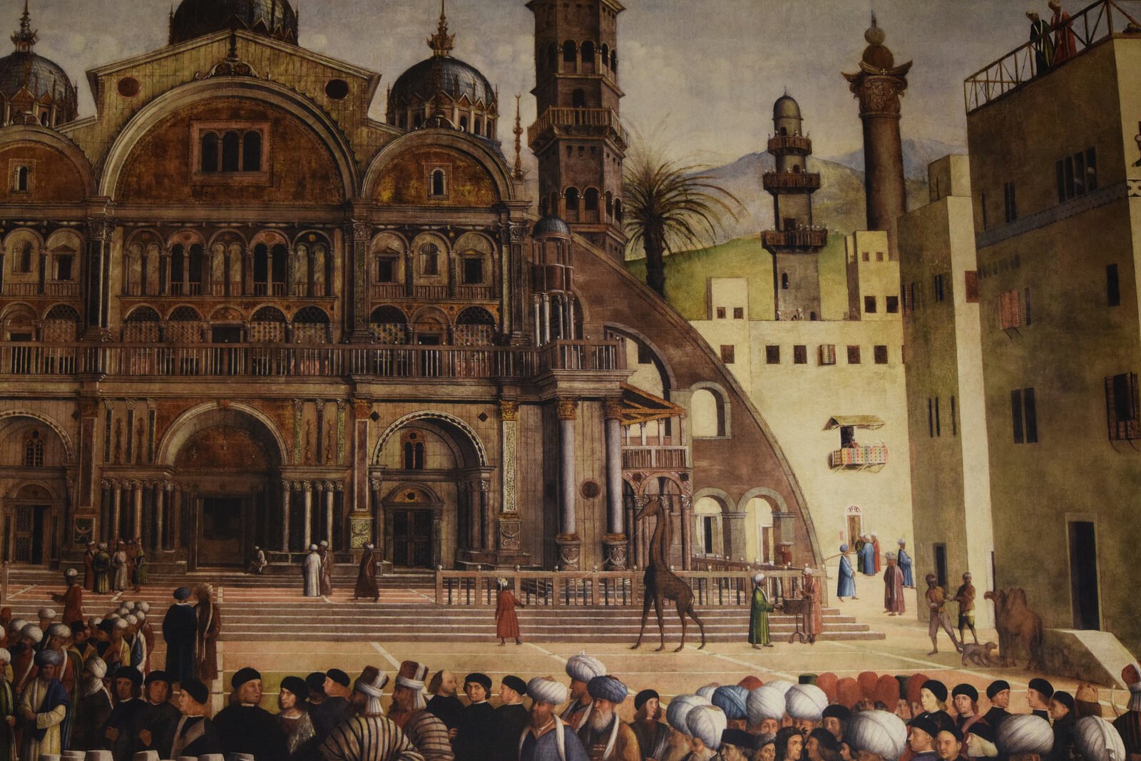 Scuola Grande San Marco : This canvas by the Bellini brothers depicts an imagined history where Venetians and Muslims intermingle in a fictional city that combines features of both Venice and Alexandria