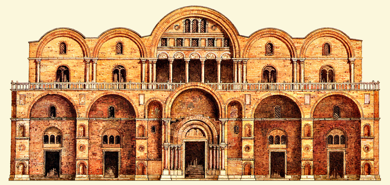St. Mark's Basilica : Before the embellishment process began in 1071, the church had its original brick structure exposed