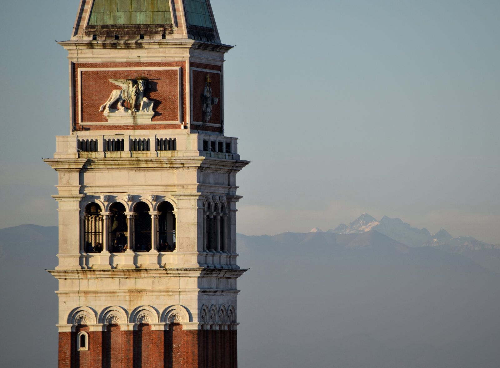 San Marco Campanile : With the Alps in the backdrop, as seen from the bell tower of San Giorgio Maggiore