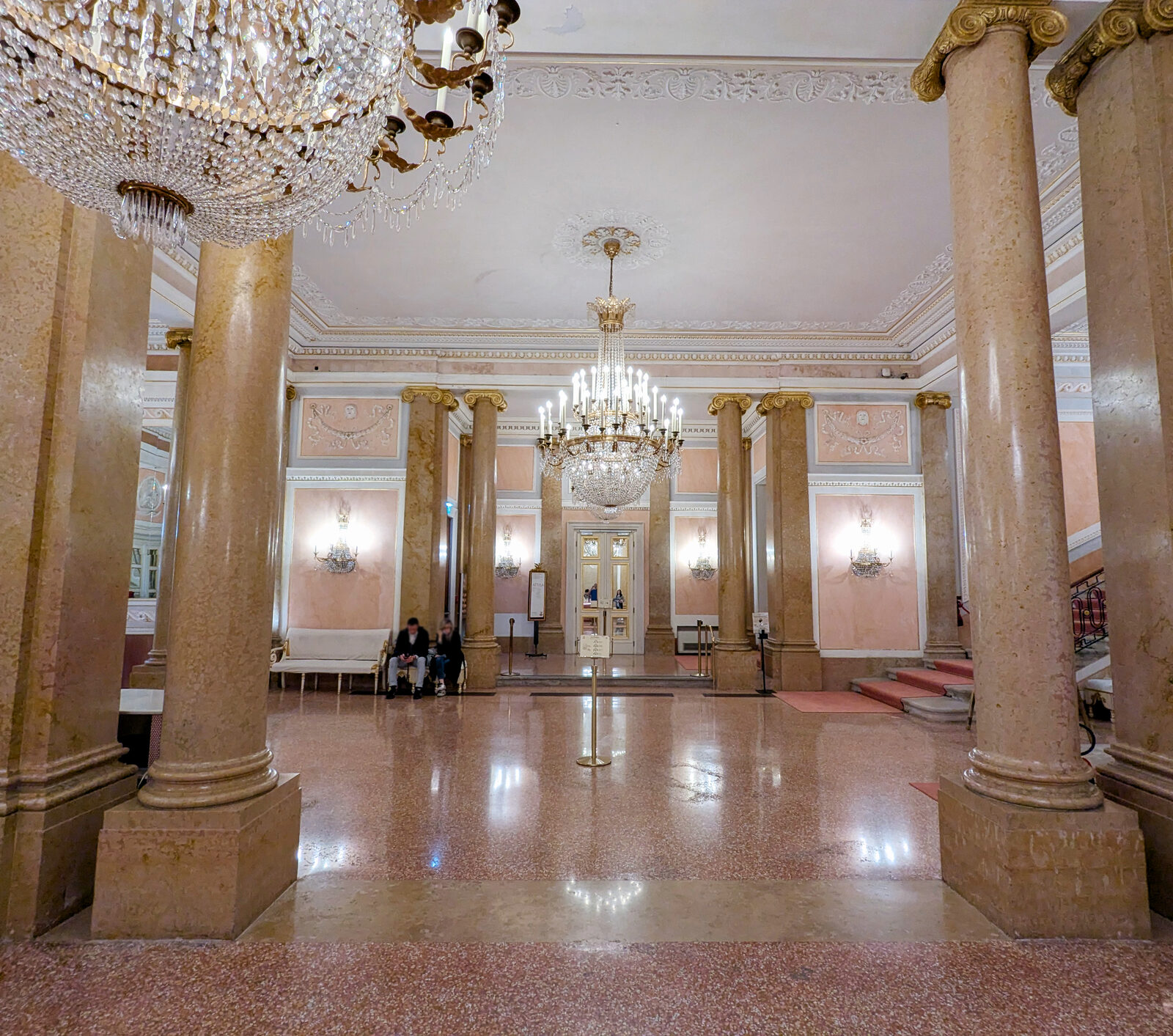 Teatro La Fenice : Below the ballroom is the theatre’s foyer: a lively space where the audience mingles before the performance and during the intervals